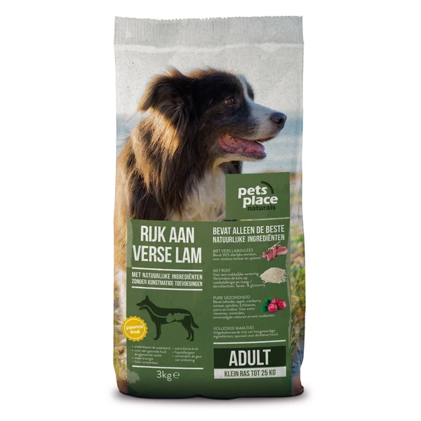 Pets Place Naturals Adult Small Breed Lam - Hondenvoer - 3 Kg 3 Pets Place Naturals Adult Small Breed Lam - Hondenvoer - 3 Kg